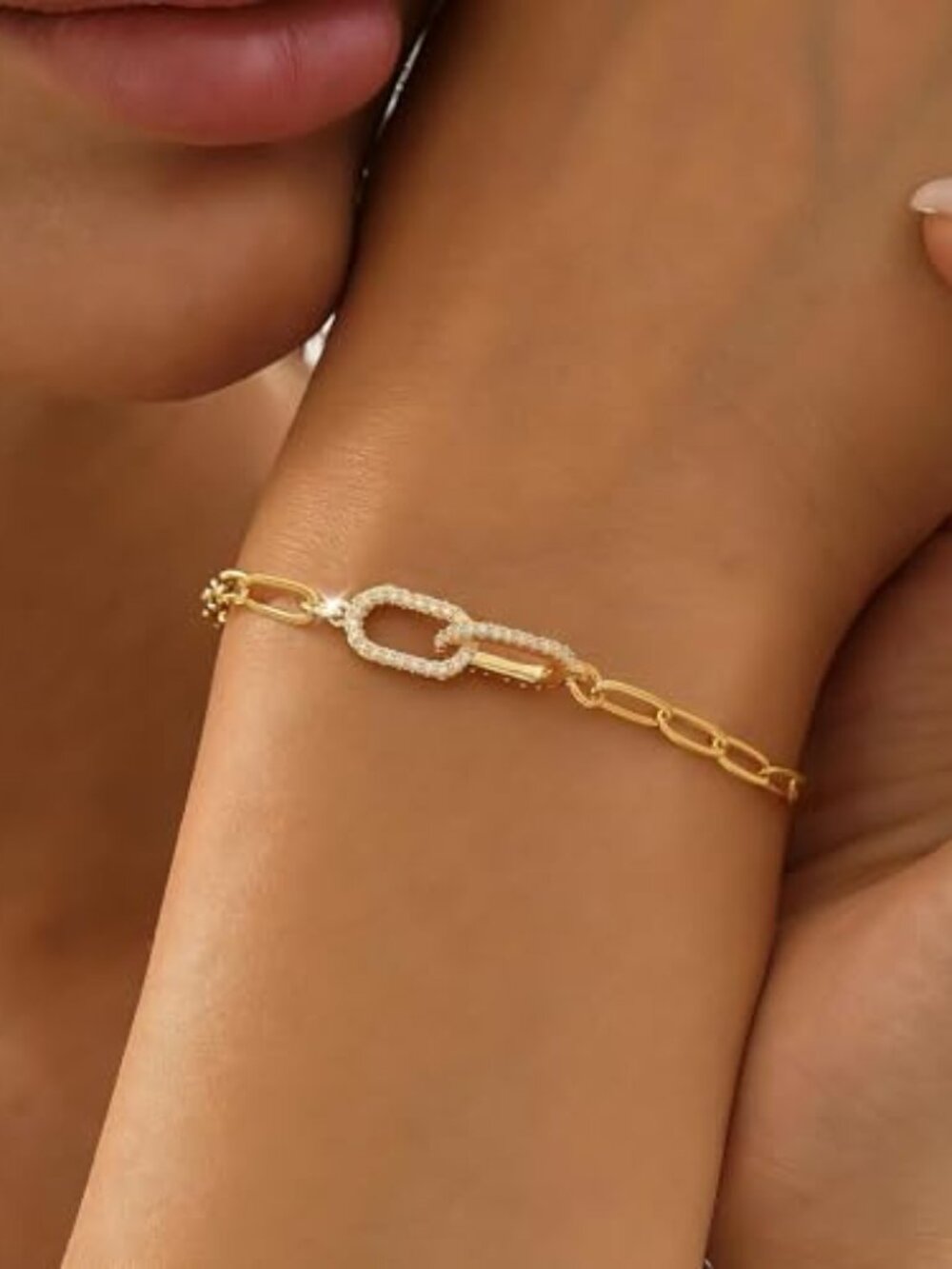 New - Dainty Gold Charm Bracelets for‎ Women Trendy Non Tarnish 14k Gold Plate